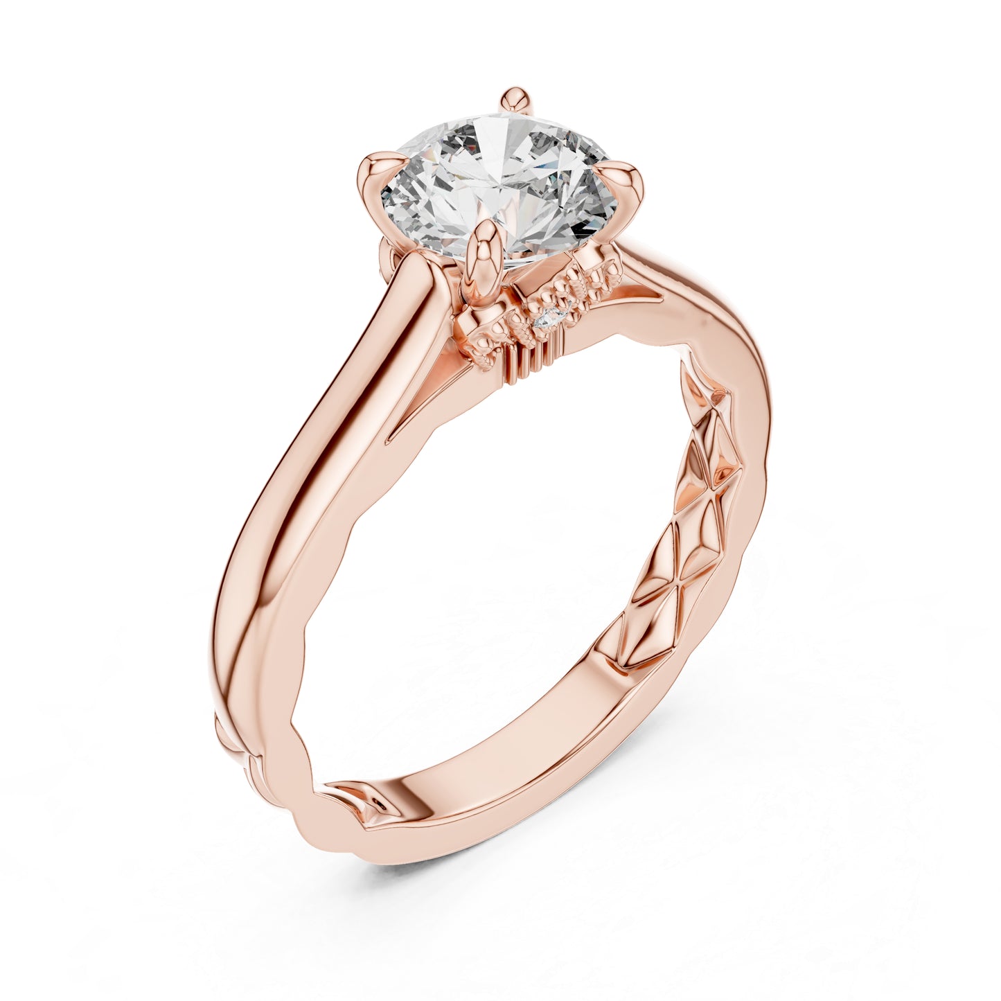 14K Yellow Gold Round Lab-Grown Diamond Ring for Women Office Wear Pure Carat