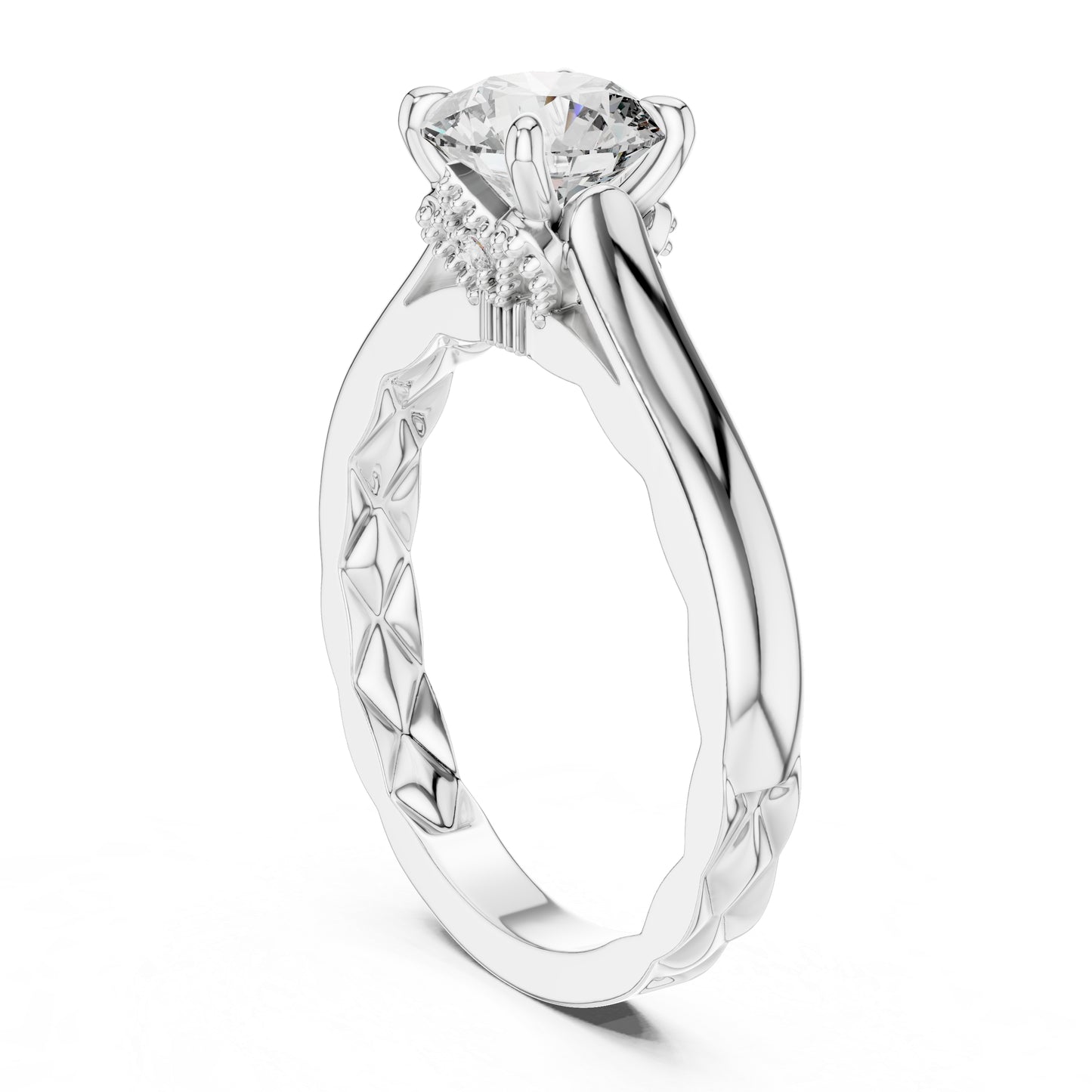 14K Yellow Gold Round Lab-Grown Diamond Ring for Women Office Wear Pure Carat