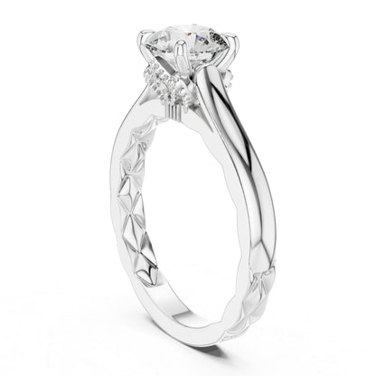 14K Yellow Gold Round Lab-Grown Diamond Ring for Women Office Wear Pure Carat