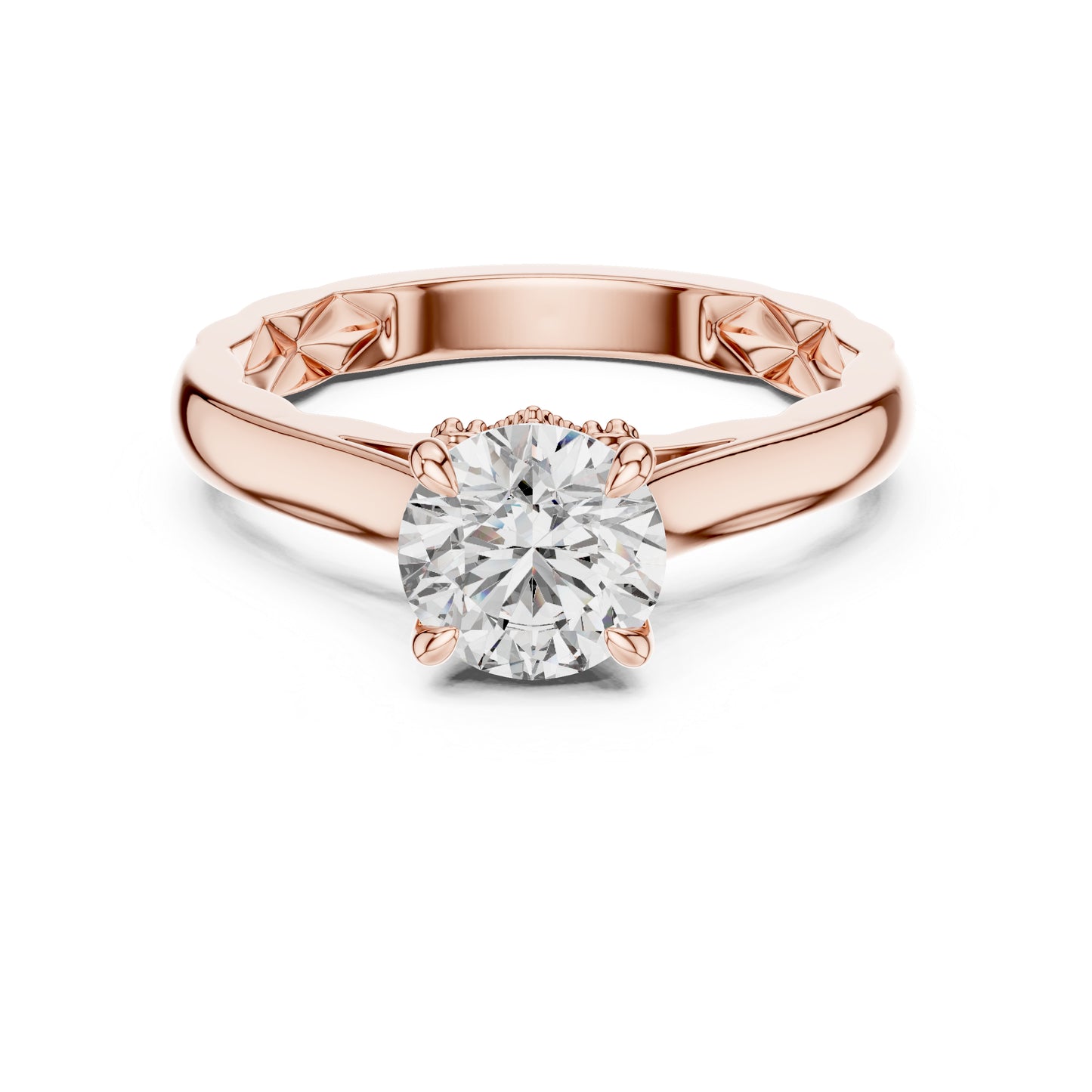14K Yellow Gold Round Lab-Grown Diamond Ring for Women Office Wear Pure Carat