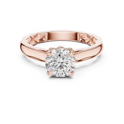 14K Yellow Gold Round Lab-Grown Diamond Ring for Women Office Wear Pure Carat