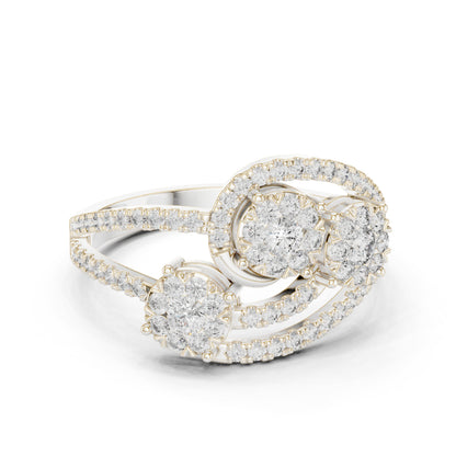 14K White Gold Round Lab-Grown Diamond Drop Ring for Women | Office Wear | Pure Carat