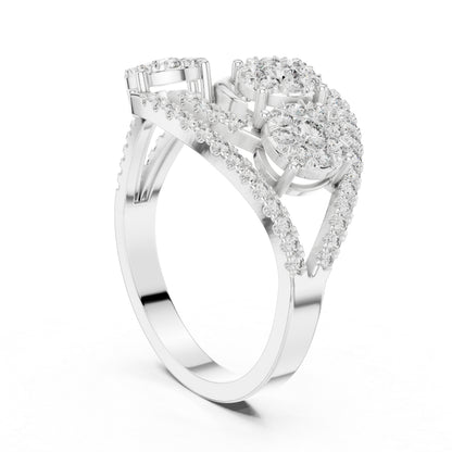 14K White Gold Round Lab-Grown Diamond Drop Ring for Women | Office Wear | Pure Carat