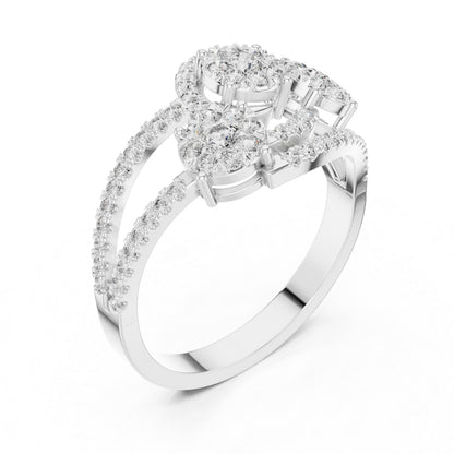 14K White Gold Round Lab-Grown Diamond Drop Ring for Women | Office Wear | Pure Carat