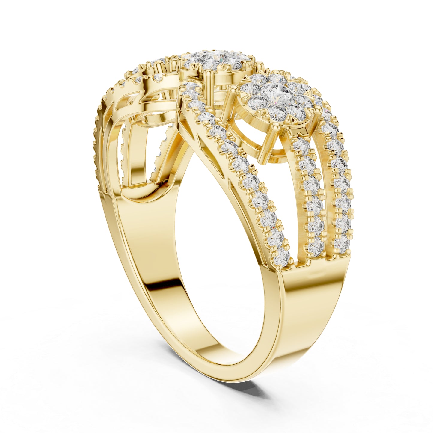 14K Yellow Gold Round Lab-Grown Diamond Ring for Women | Party Wear | Pure Carat