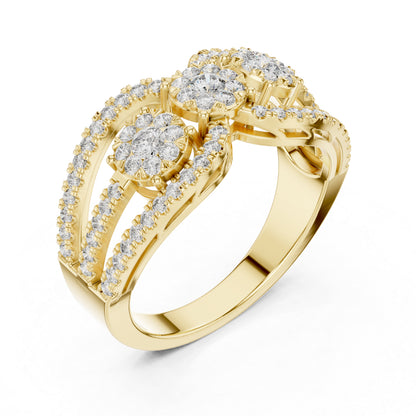 14K Yellow Gold Round Lab-Grown Diamond Ring for Women | Party Wear | Pure Carat