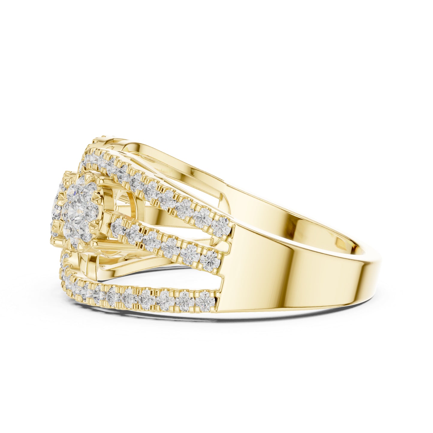 14K Yellow Gold Round Lab-Grown Diamond Ring for Women | Party Wear | Pure Carat