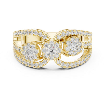 14K Yellow Gold Round Lab-Grown Diamond Ring for Women | Party Wear | Pure Carat