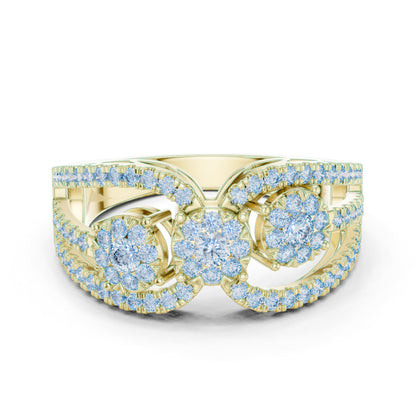 14K Yellow Gold Round Lab-Grown Diamond Ring for Women | Party Wear | Pure Carat