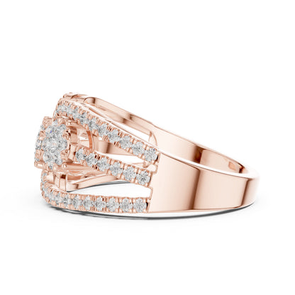 14K Yellow Gold Round Lab-Grown Diamond Ring for Women | Party Wear | Pure Carat