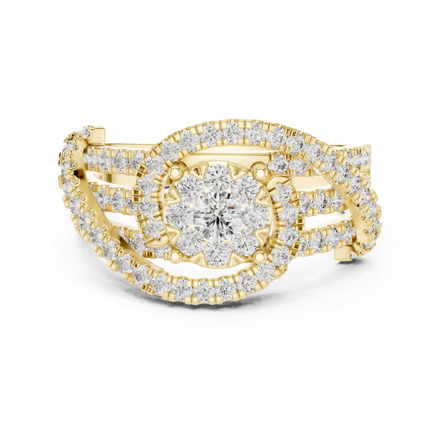 18K Yellow Gold Round Lab-Grown Diamond Engagement Ring for Women | Pure Carat