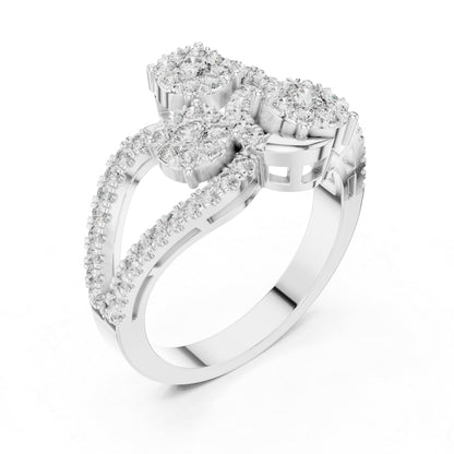 18K White Gold Round Lab-Grown Diamond Drop Ring for Women | Everyday Wear | Pure Carat