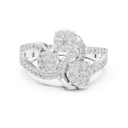 18K White Gold Round Lab-Grown Diamond Drop Ring for Women | Everyday Wear | Pure Carat