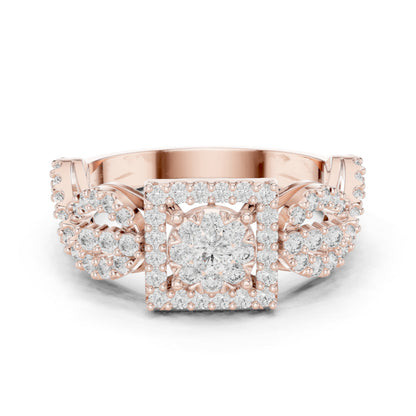 14K Rose Gold Round Lab-Grown Diamond Bridal Ring for Women | Pure Carat