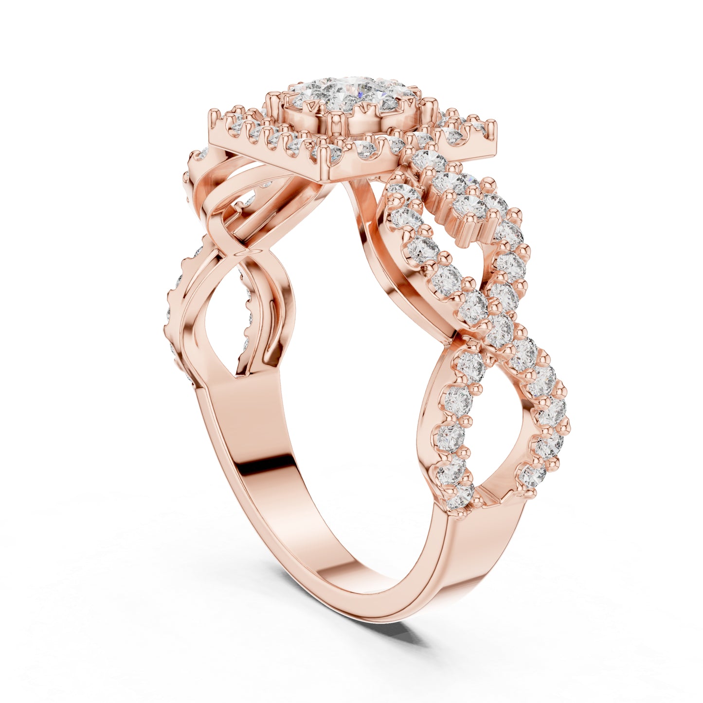 14K Rose Gold Round Lab-Grown Diamond Bridal Ring for Women | Pure Carat