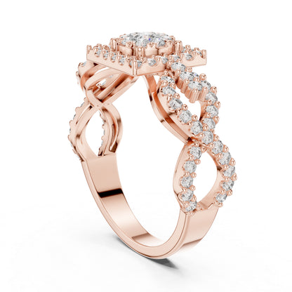 14K Rose Gold Round Lab-Grown Diamond Bridal Ring for Women | Pure Carat