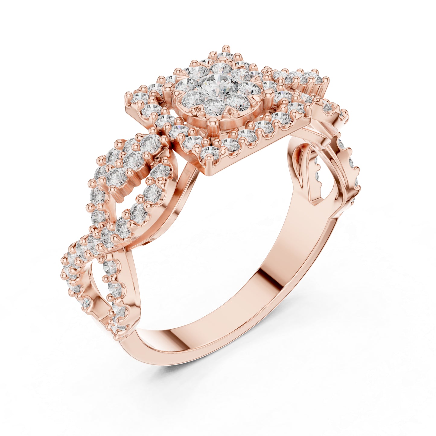 14K Rose Gold Round Lab-Grown Diamond Bridal Ring for Women | Pure Carat