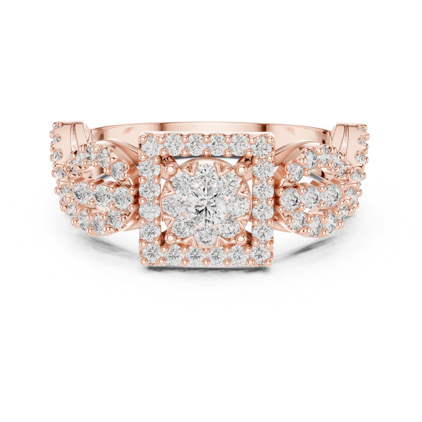 14K Rose Gold Round Lab-Grown Diamond Bridal Ring for Women | Pure Carat