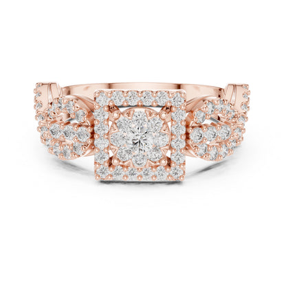 14K Rose Gold Round Lab-Grown Diamond Bridal Ring for Women | Pure Carat