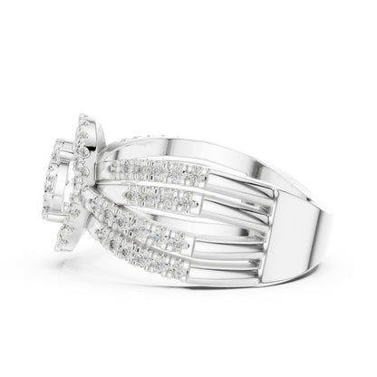 18K White Gold Round Lab-Grown Diamond Stud Ring for Women | Anniversary Gift | Pure Carat