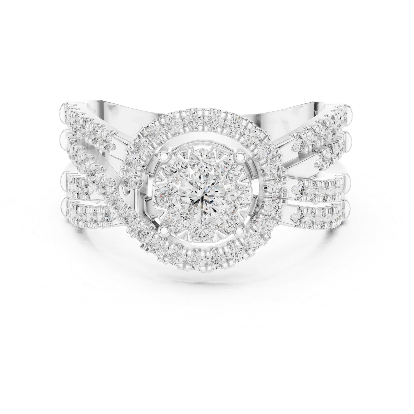 18K White Gold Round Lab-Grown Diamond Stud Ring for Women | Anniversary Gift | Pure Carat
