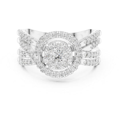 18K White Gold Round Lab-Grown Diamond Stud Ring for Women | Anniversary Gift | Pure Carat