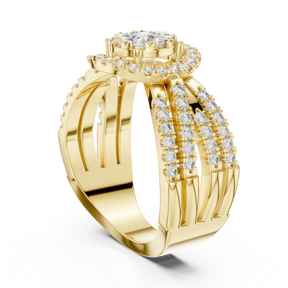 18K White Gold Round Lab-Grown Diamond Stud Ring for Women | Anniversary Gift | Pure Carat