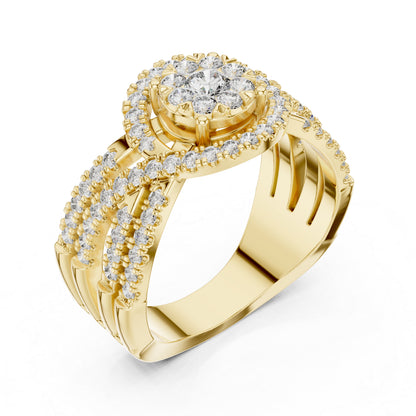 18K White Gold Round Lab-Grown Diamond Stud Ring for Women | Anniversary Gift | Pure Carat