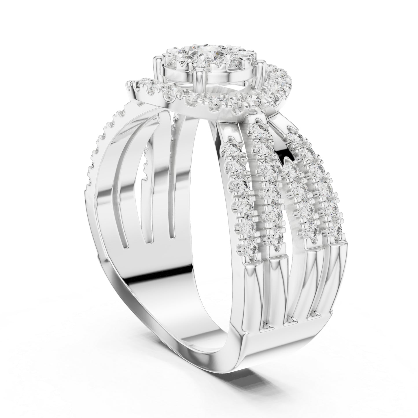 18K White Gold Round Lab-Grown Diamond Stud Ring for Women | Anniversary Gift | Pure Carat