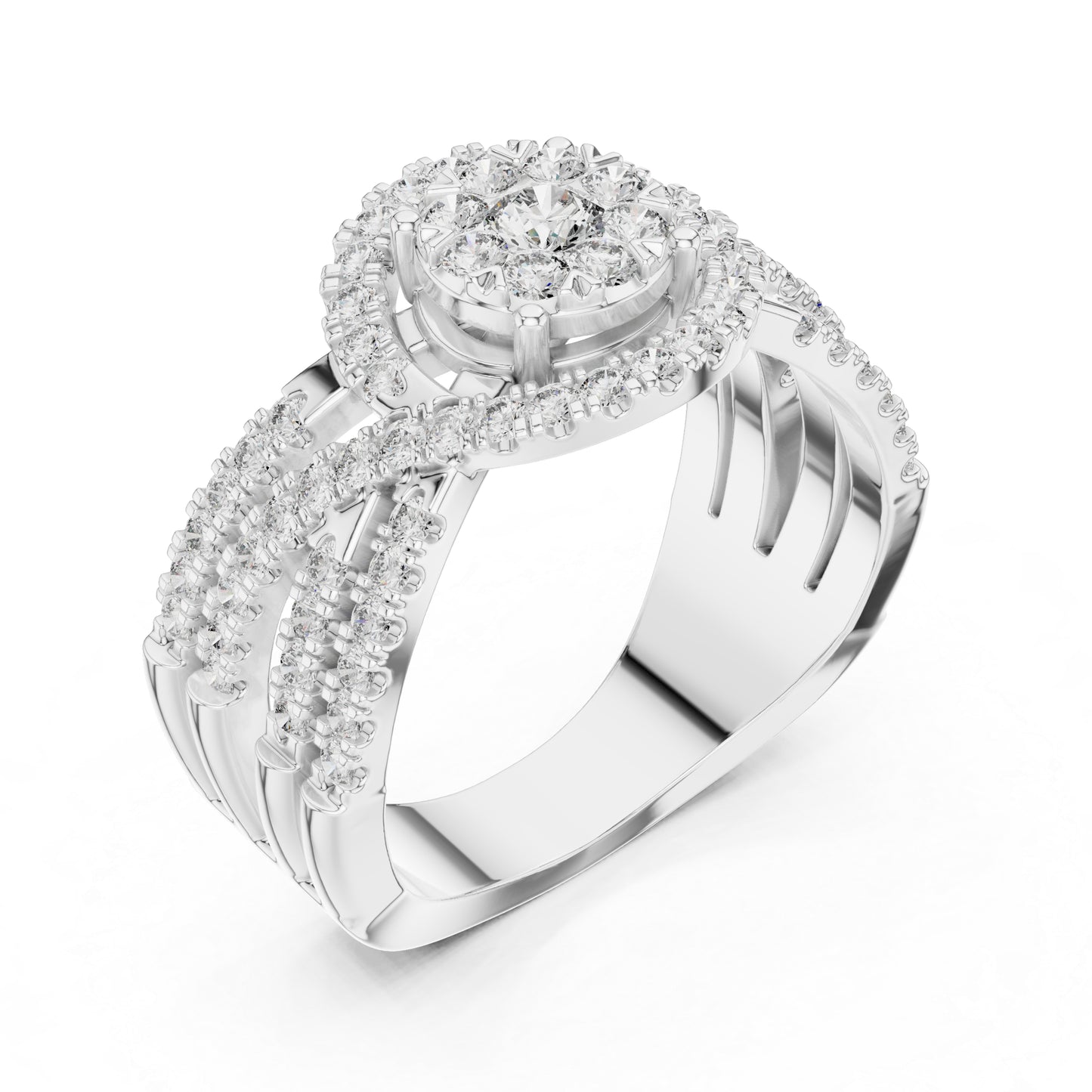18K White Gold Round Lab-Grown Diamond Stud Ring for Women | Anniversary Gift | Pure Carat