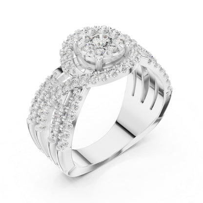 18K White Gold Round Lab-Grown Diamond Stud Ring for Women | Anniversary Gift | Pure Carat