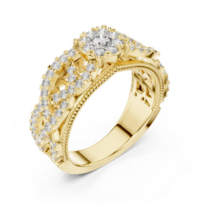 14K Yellow Gold Round Lab-Grown Diamond Solitaire Wedding Ring for Women | Pure Carat