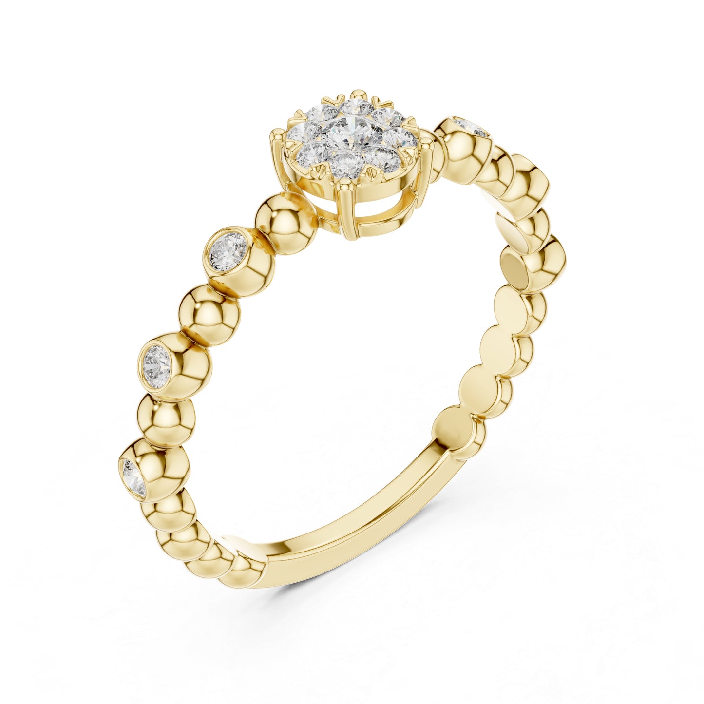 18K Yellow Gold Round Lab-Grown Diamond Ring for Women | Party Wear | Pure Carat