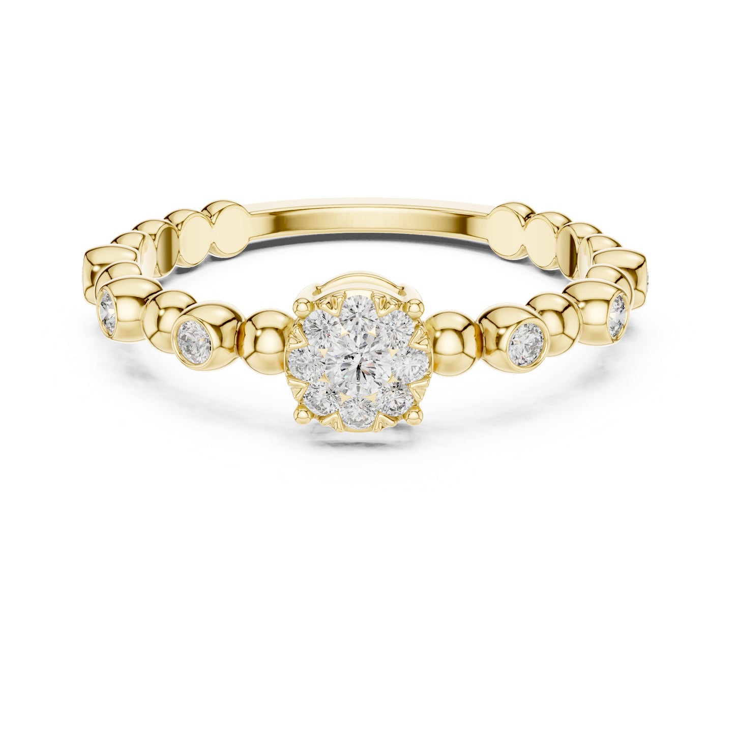 18K Yellow Gold Round Lab-Grown Diamond Ring for Women | Party Wear | Pure Carat