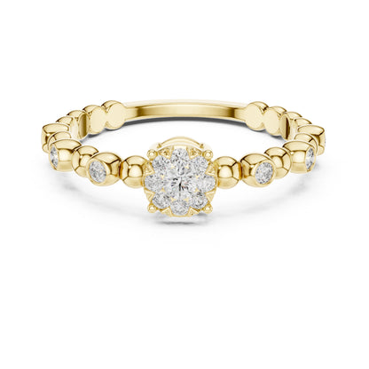 18K Yellow Gold Round Lab-Grown Diamond Ring for Women | Party Wear | Pure Carat
