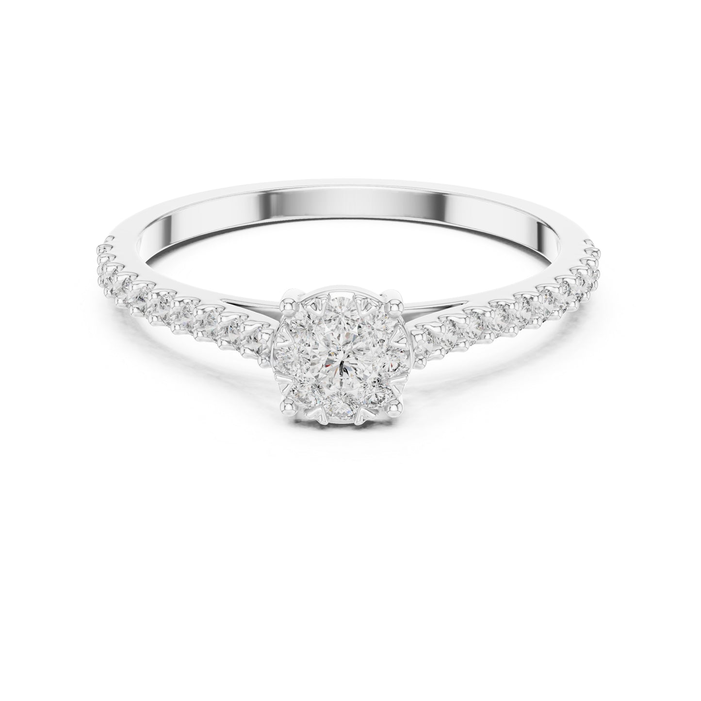 18K White Gold Round Lab-Grown Diamond Ring for Women | Everyday Wear | Pure Carat