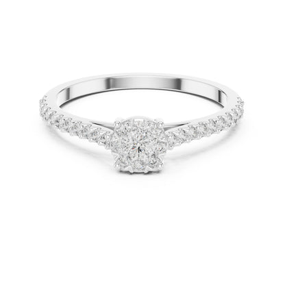 18K White Gold Round Lab-Grown Diamond Ring for Women | Everyday Wear | Pure Carat