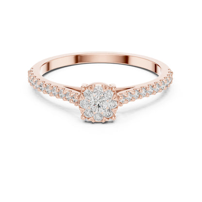 18K White Gold Round Lab-Grown Diamond Ring for Women | Everyday Wear | Pure Carat