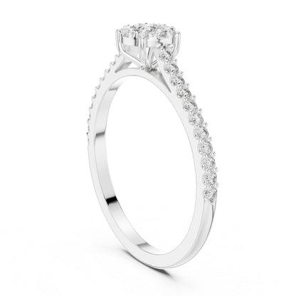 18K White Gold Round Lab-Grown Diamond Ring for Women | Everyday Wear | Pure Carat