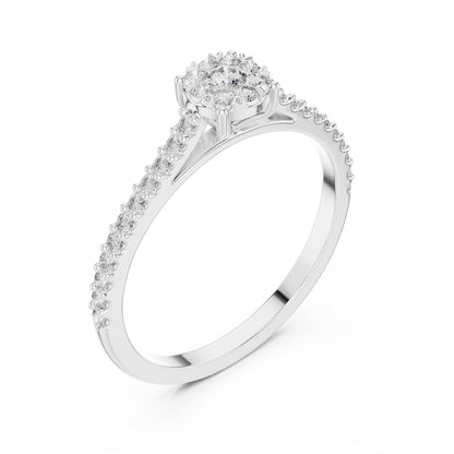 18K White Gold Round Lab-Grown Diamond Ring for Women | Everyday Wear | Pure Carat
