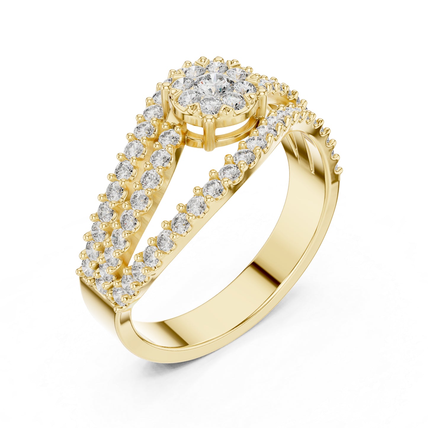 18K Yellow Gold Round Lab-Grown Diamond Ring for Women | Office Wear | Pure Carat