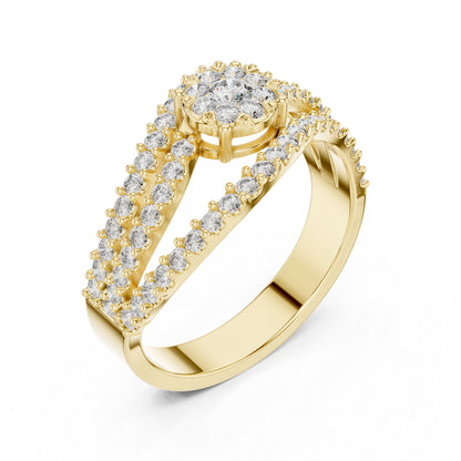 18K Yellow Gold Round Lab-Grown Diamond Ring for Women | Office Wear | Pure Carat
