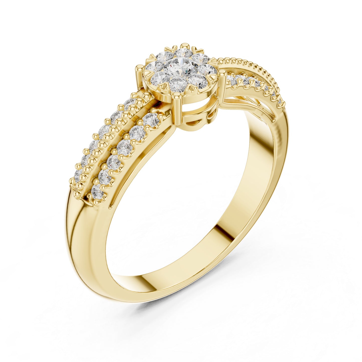 14K Yellow Gold Round Lab-Grown Diamond Engagement Ring for Women | Pure Carat
