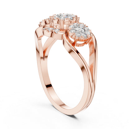 18K Rose Gold Round Lab-Grown Diamond Drop Ring for Women | Party Wear | Pure Carat