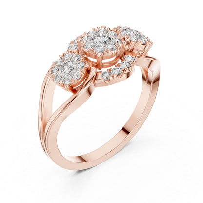 18K Rose Gold Round Lab-Grown Diamond Drop Ring for Women | Party Wear | Pure Carat