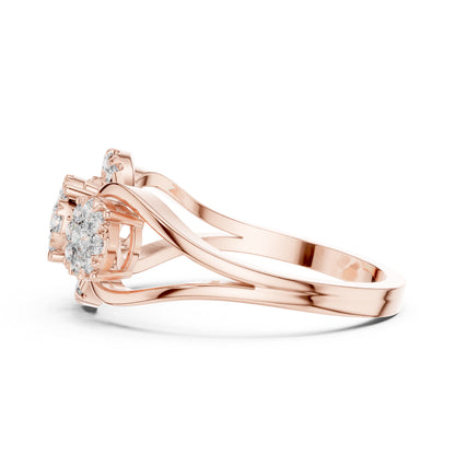 18K Rose Gold Round Lab-Grown Diamond Drop Ring for Women | Party Wear | Pure Carat