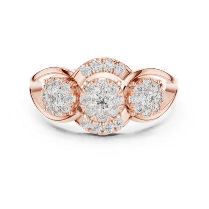 18K Rose Gold Round Lab-Grown Diamond Drop Ring for Women | Party Wear | Pure Carat