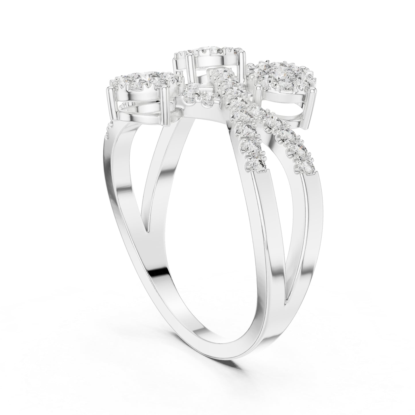 18K White Gold Round Lab-Grown Diamond Ring for Women | Party Wear | Pure Carat