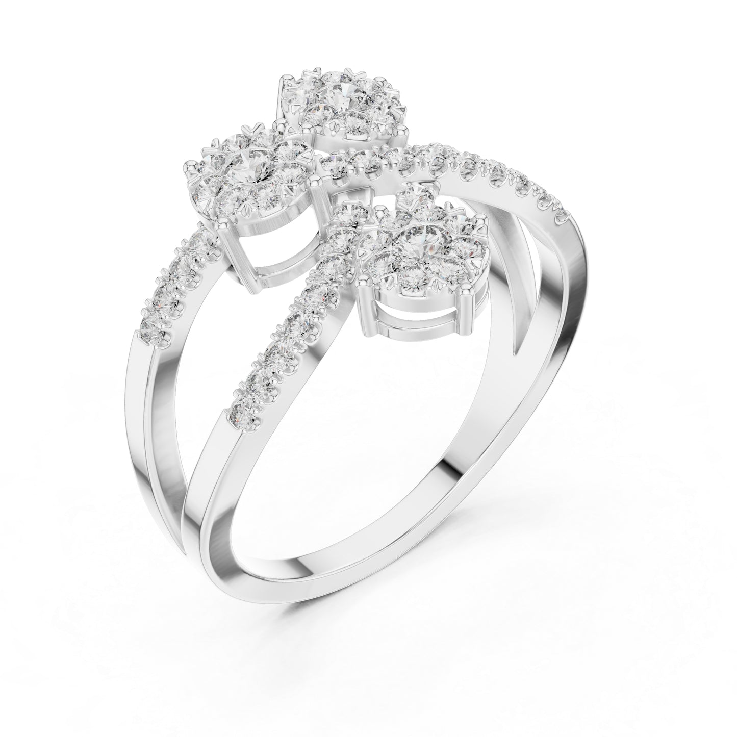 18K White Gold Round Lab-Grown Diamond Ring for Women | Party Wear | Pure Carat
