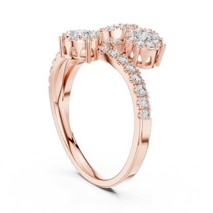 14K Rose Gold Round Lab-Grown Diamond Drop Wedding Ring for Women | Pure Carat